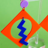 Square Zig Zag Earrings ( Orange/Blue)