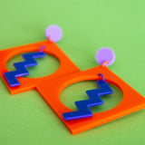 Square Zig Zag Earrings ( Orange/Blue)