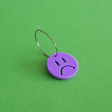 Sad Face Smiley Face Single Earring (Lilac)
