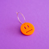 Neutral Face Smiley Face Single Earring (Orange)