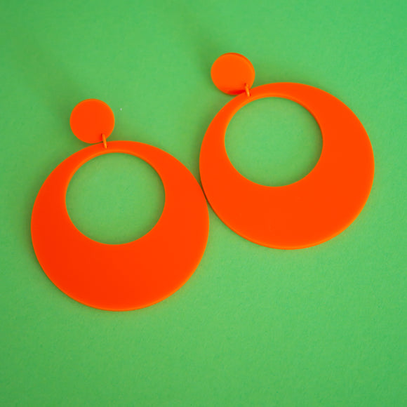 Big Retro Orange 70s Earrings