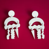 White Abstract Jellyfish Earrings