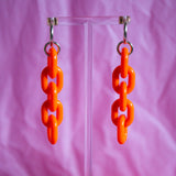 Orange Acrylic Chain Earrings