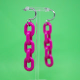 Fuchsia Purple Acrylic Chain Earrings