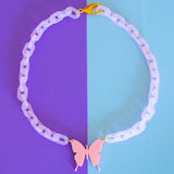 Pink Butterfly Choker Necklace