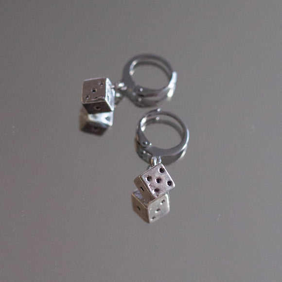 Mini Steel Dice Earrings
