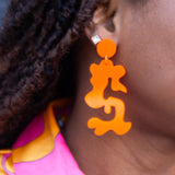Swirl Abstract Earrings ( Orange)
