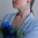 Female Body Dangle Earrings (Blue) XL