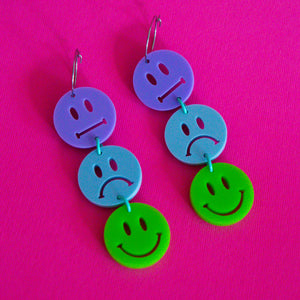 Happy/Sad/Neutral Smiley Face Earrings