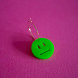 Neutral Face Smiley Face Single Earring  (Green)