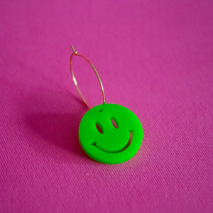 Happy Face Smiley Face Single Earring (GREEN)