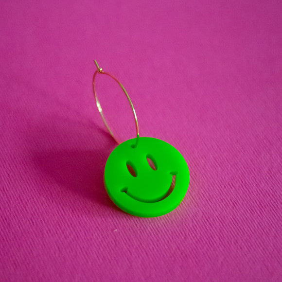 Happy Face Smiley Face Single Earring (GREEN)