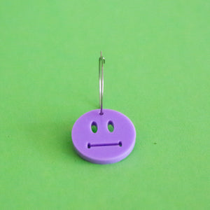 Neutral Face Smiley Face  Single Earring (Lilac)
