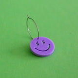Lightning Face Smiley Face Single Earring  (Lilac)