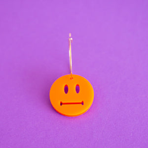 Neutral Face Smiley Face Single Earring (Orange)