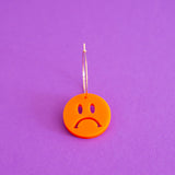 Sad Face Smiley Face Single Earring (Orange)