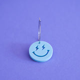 Lightning Face Smiley Face Single Earring (Blue)
