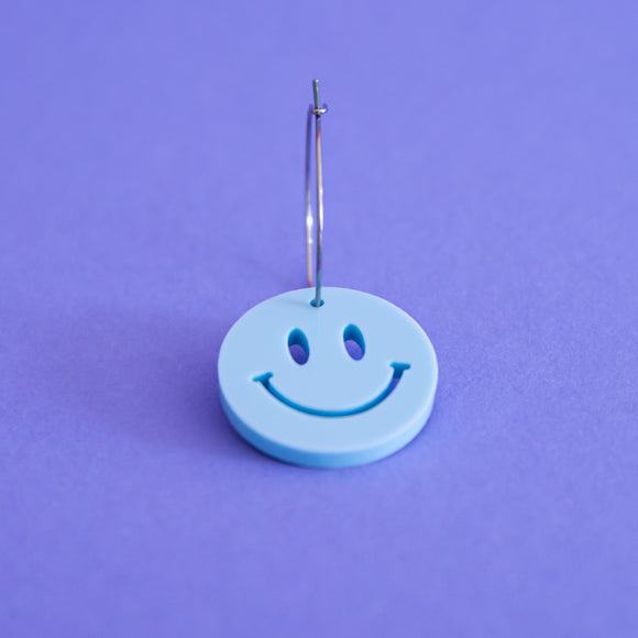 Happy Face Smiley Face Single Earring (Blue)