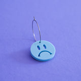 Sad Face Smiley Face Single  Earring (BLUE)
