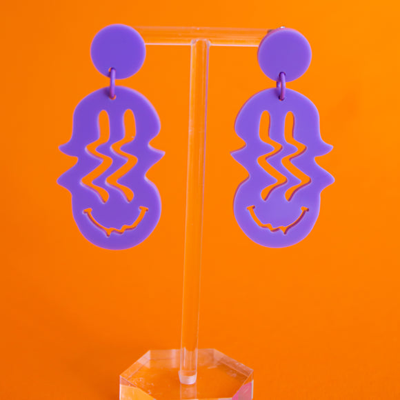 Melting Smiley Earrings (Lilac)