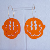 Drippy 90s Smiley Face Earrings (Transparent Orange)
