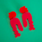 Wavy Abstract Earrings (Red)