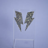 Glitter Silver Lightning Earrings