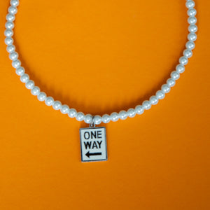 One Way Charm Pearl Necklace
