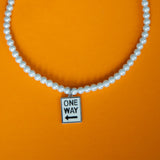 One Way Charm Pearl Necklace