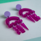 Fuchsia Abstract Jellyfish Earrings
