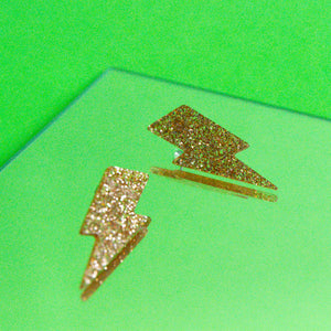 Glitter Gold Lightning Earrings
