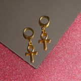 Mini Gold Ankh Earrings