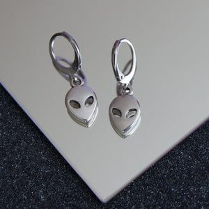 Mini Steel Alien Earrings