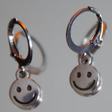 Mini Steel Smiley Hoop Earrings
