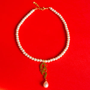 Gold Flame Pearl Necklace