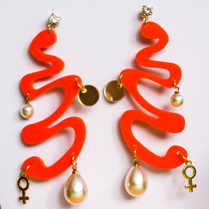 Orange Wiggle Earrings