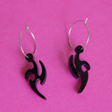 Black Cyber Futuristic Hoop Earrings