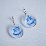 Transparent Graffiti Smiley Face Earrings (Blue)