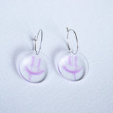 Transparent Graffiti Smiley Face Earrings ( LIlac)