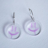 Transparent Graffiti Smiley Face Earrings ( LIlac)