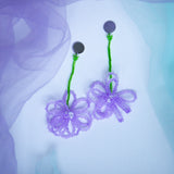 Beaded Flower Earrings ( Deep Lilac)