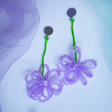 Beaded Flower Earrings ( Deep Lilac)