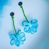 Beaded Flower Earrings ( Baby Blue)