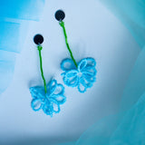 Beaded Flower Earrings ( Baby Blue)