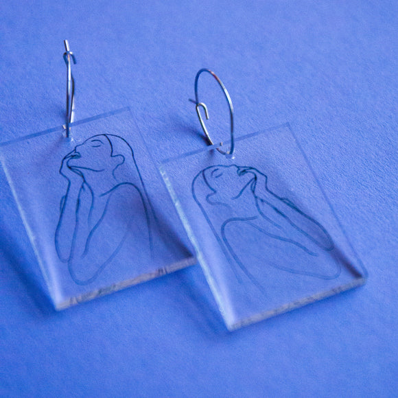 Woman Outline Transparent Earrings