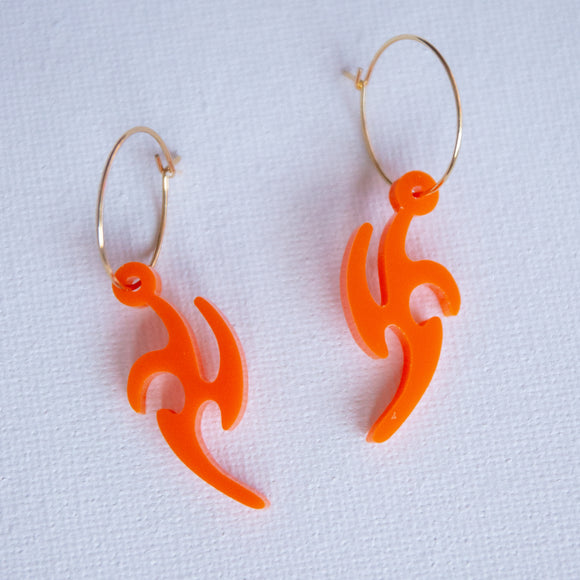 Orange  Cyber Futuristic Hoop Earrings