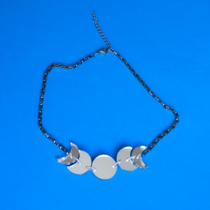 Moon Phase Steel Necklace