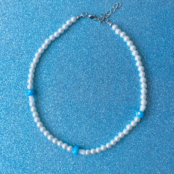Blue Mashroom Pearl Necklace