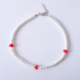Red Mashroom Pearl Necklace