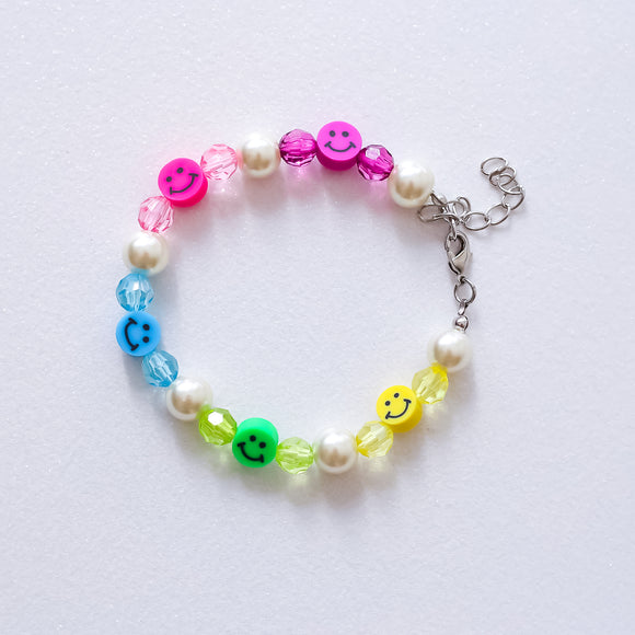 Chunky Rainbow Smiley Pearl Bracelet